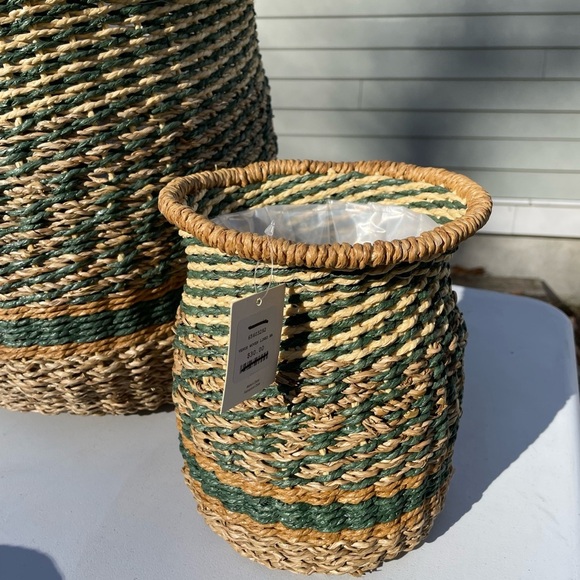 NWT Anthropologie Diamond Stripe Woven Basket Pot Small 5” - Picture 4 of 8